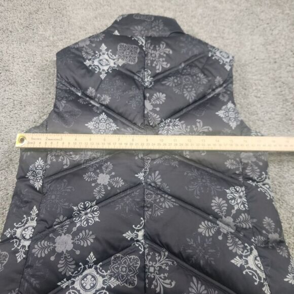 Eddie Bauer Puffer Vest Womens Small Goose Down Quilted Snowflake Print Floral - Picture 14 of 16